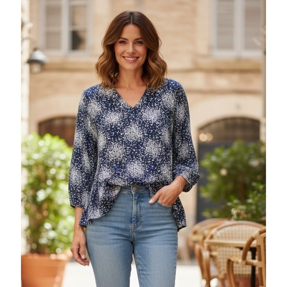 Boden Floral Ditsy V-Neck Peplum Blouse Top Women's 18 Boho Vacation Cottagecore